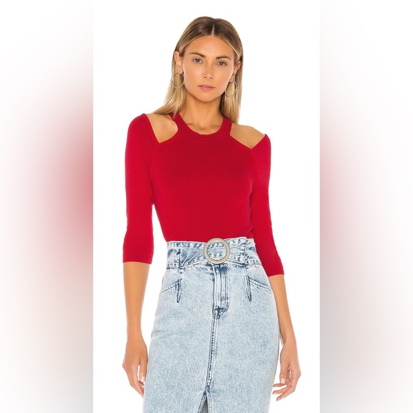 NBD Sweaters - NWT NBD “Prate” Shoulder Cut-out Red Sweater XS